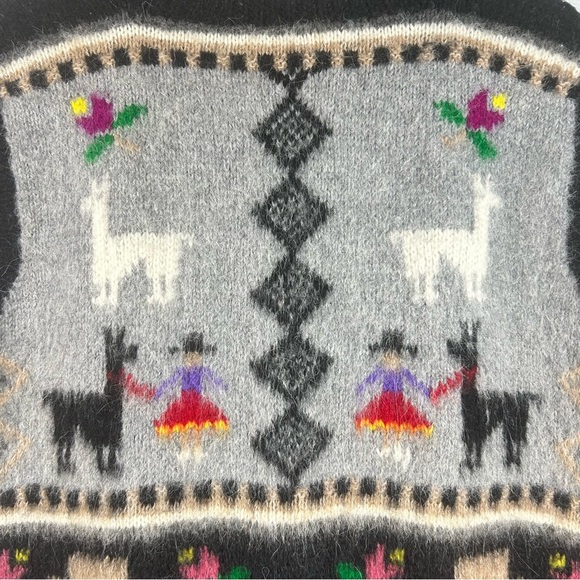 Artesanias Hand Made 100% Alpaca Wool Wood Button Up Knit Vest One Size Stunning - Picture 10 of 11